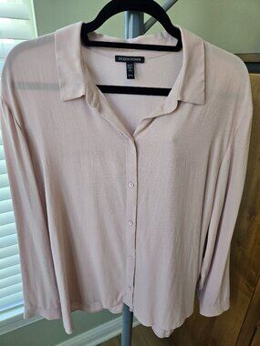 Eileen Fisher Silk Georgette Crepe Classic Collar Shirt